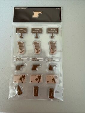 RHODE Brown Puffy Phone Stickers Pack - 18 Pieces